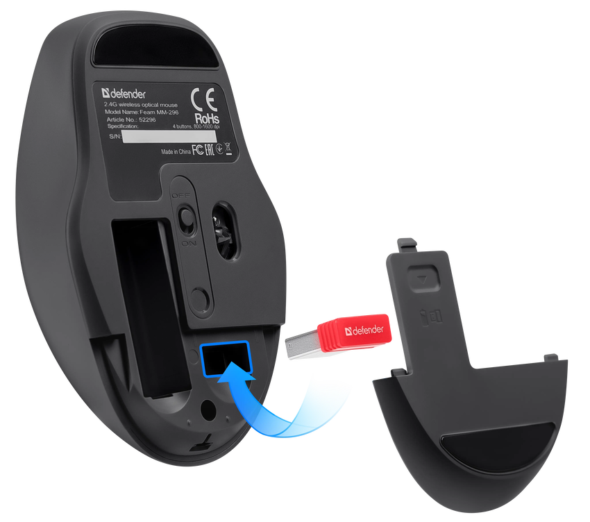 Miška USB DEFENDER MM-296 Brezžična Silent